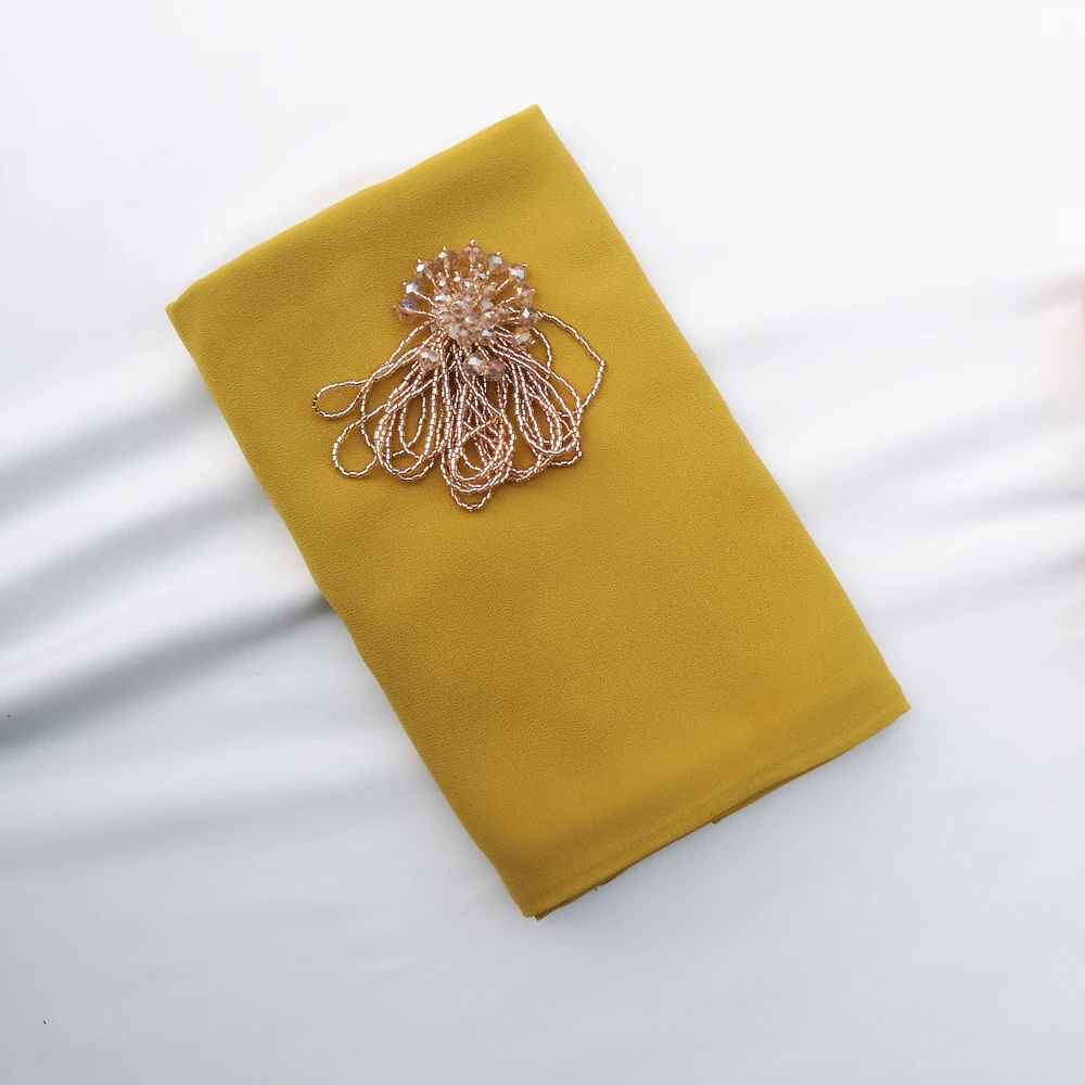 2022 Hot selling muslim Scarves hijab Chiffon Handmade Rhinestone Abaya Dubai Shawls Soft Long Chiffon Hijab
