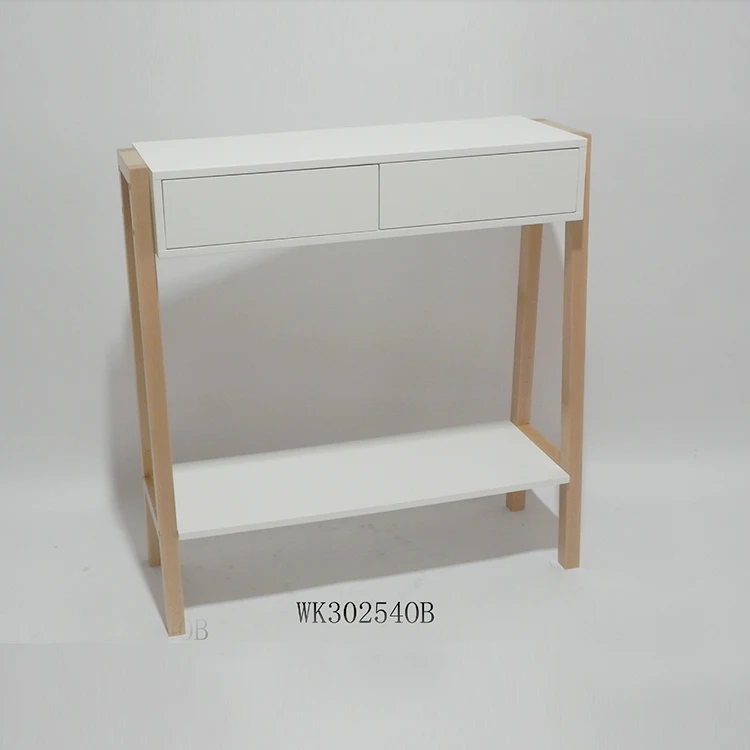 Fashion Computer Student Writing Desk Modern Simple Design Household White Finish Home Office Small table with 2 Storage Drawers