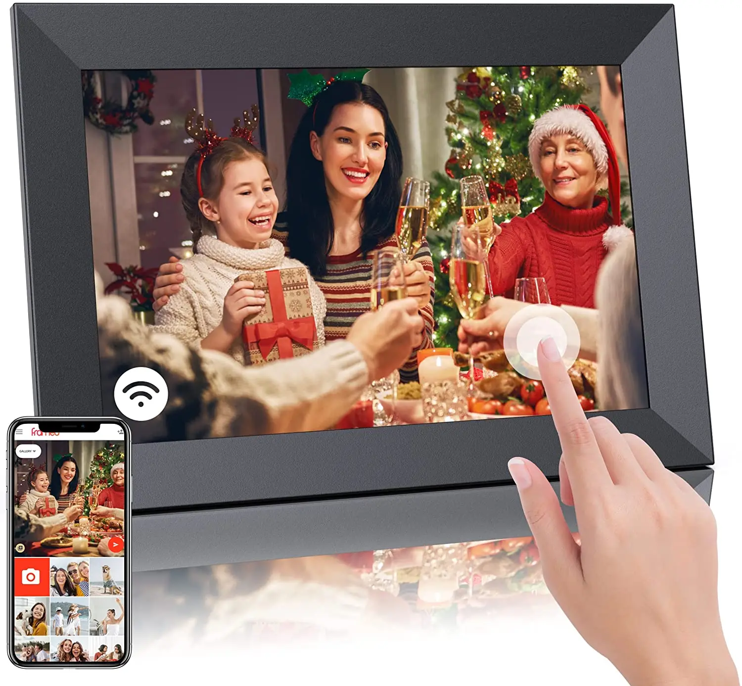 Wi-Fi рамка для фотографий с сенсорным экраном IPS отправляет фотографии или небольшие видео из любой точки мира, портрет и пейзаж