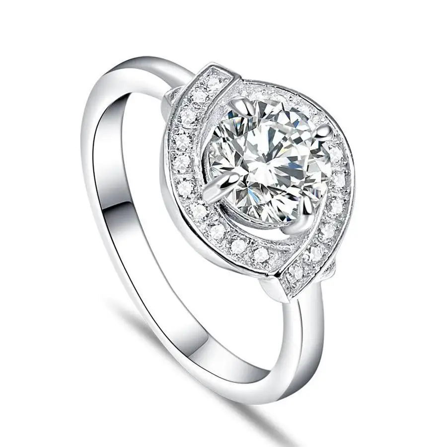 Tonglin Custom S925 CZ Sterling Silver Ring Set Plating Cubic Zirconia Gemstone Women 925 Silver Rings