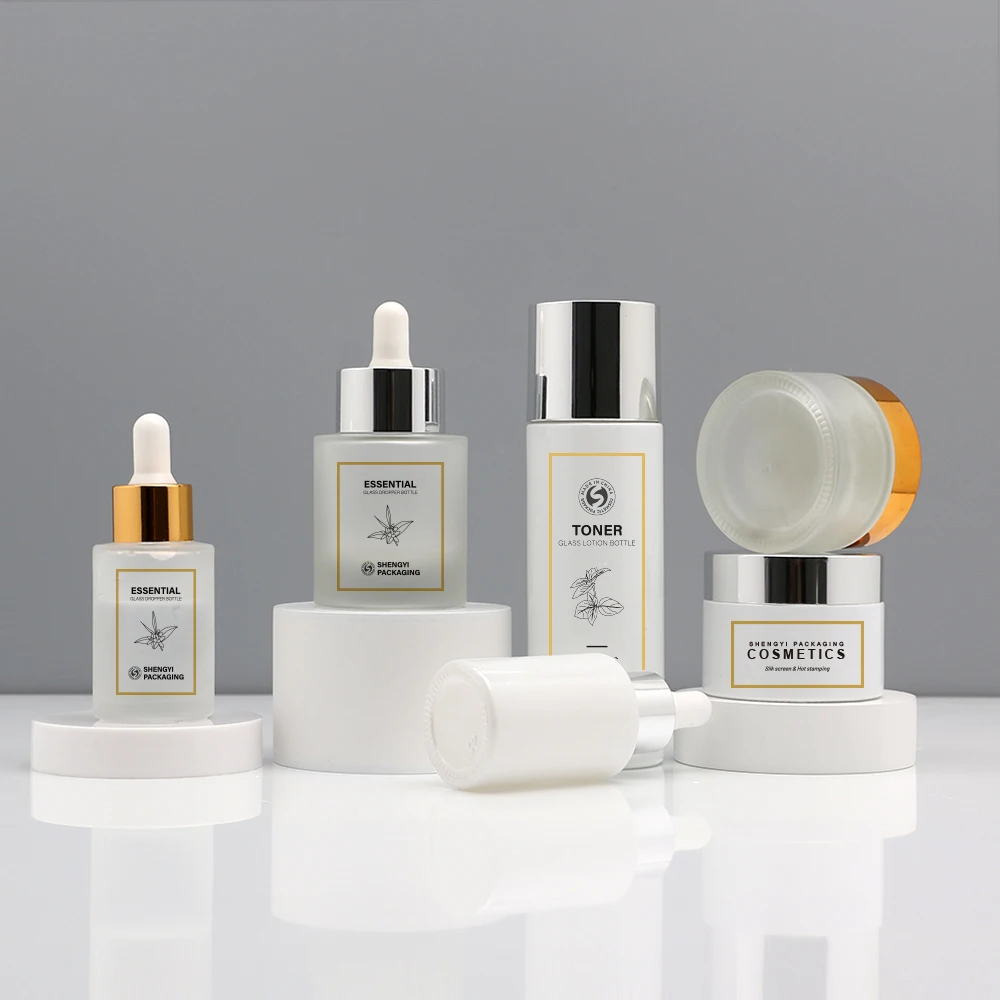 20ml 30ml 50ml 100ml essential oil serum flat shoulder frosted clear glass dropper bottle with pipette