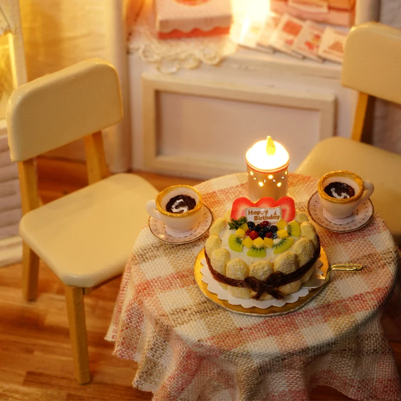 Оптовая продажа поп DIY кукольный домик мини дом мебель деревянный с подсветкой