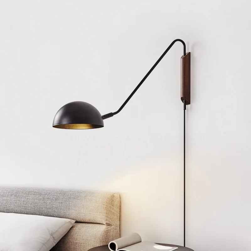Nordic minimalist modern linear rotating rocker arm inside room wall led wall mounted reading light