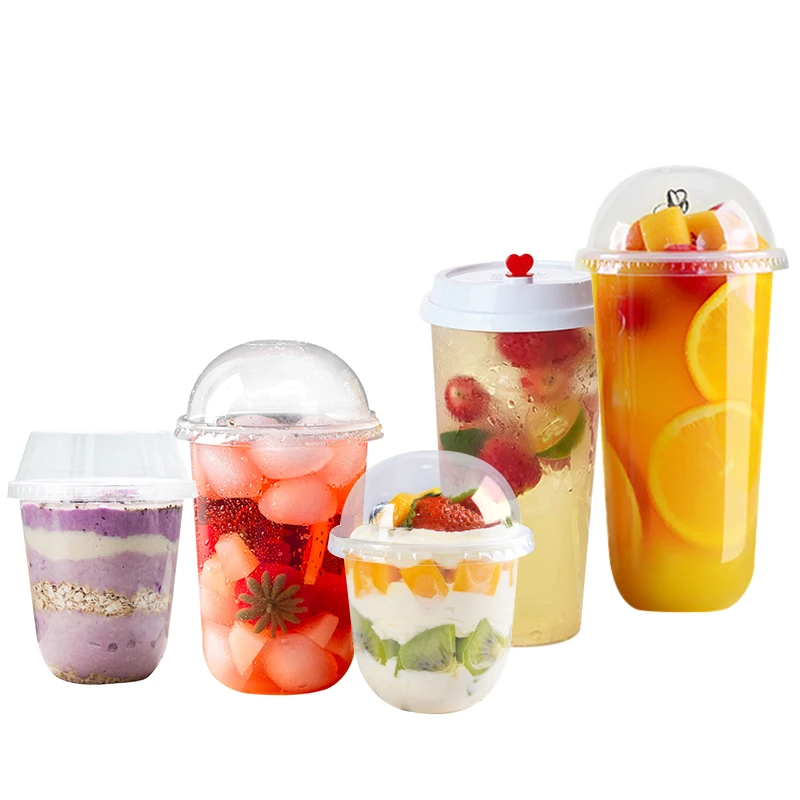 U Shaped Disposable Plastic Cup PET Cup 500ml 700ml Disposable Coffee Beverage Cup For Cold Drinks