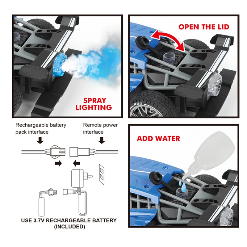 2.4G  fast speed racing car with remote control and spray reverse