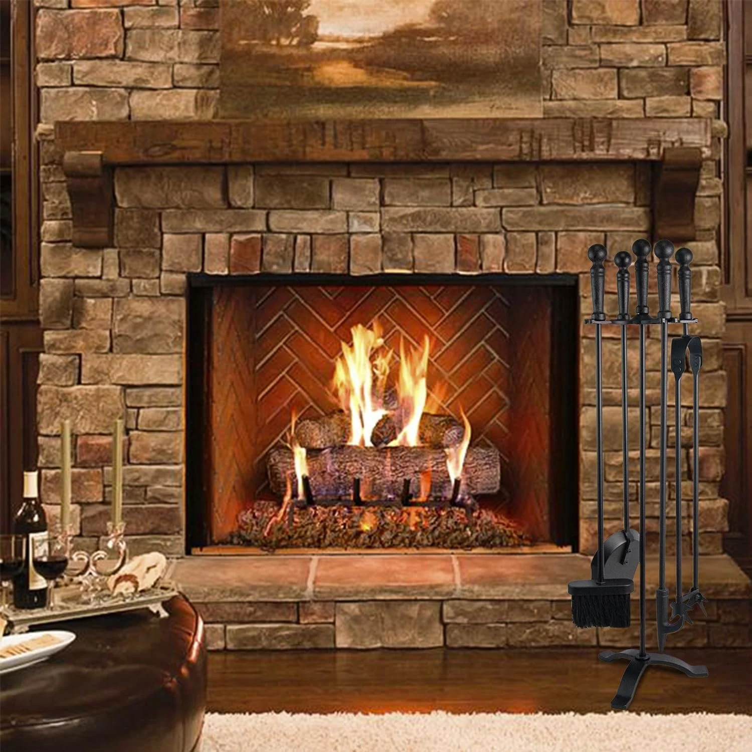 VODA Indoor Cast Iron Fireplace Accessory  for Decorate the House