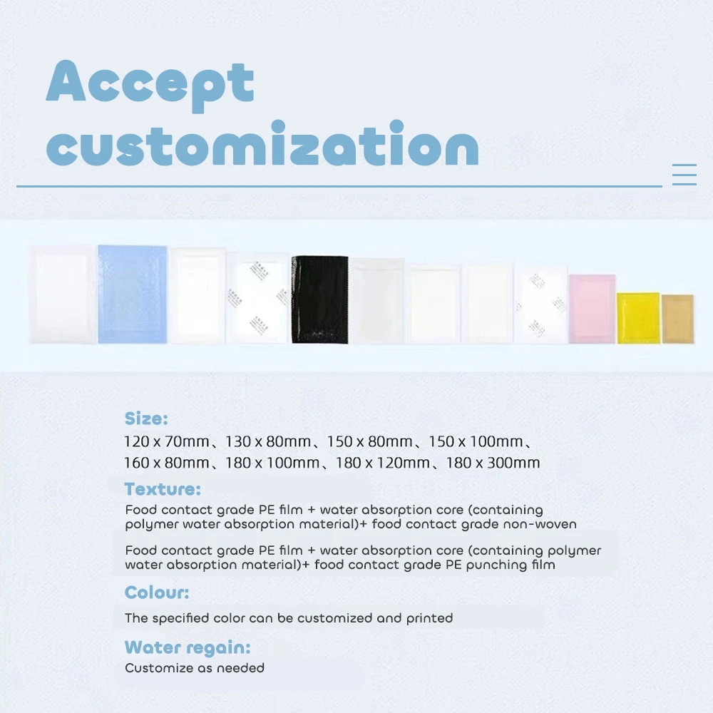 Eco-friendly anti-moisture food water absorbent pad with SAP in the tray for fresh meat fruit vegetable poultry