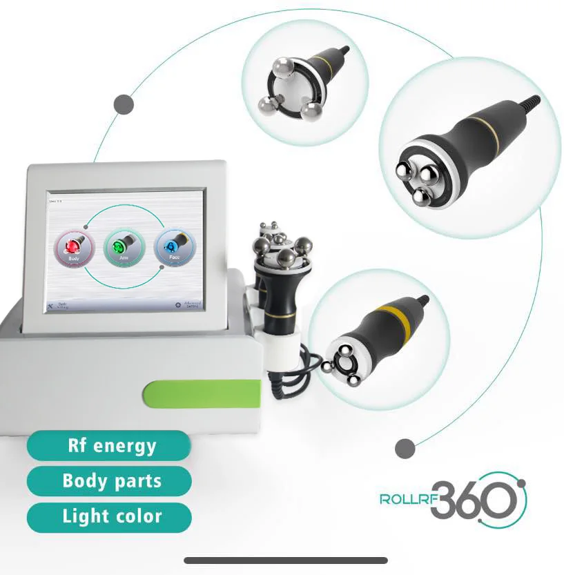 Radio Frequency Machine LED Light Therapy Roller rf 360 Rolling RF with three small middle big handle face body use