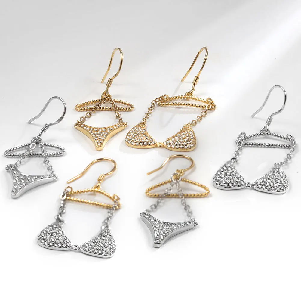 new earrings 2025 Girls sexy underwear underwear pendant earrings earhook inlaid with zircon exquisite earrings N2409124