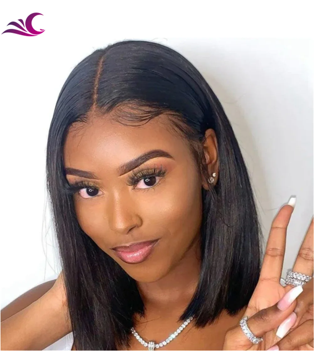 Wholesale Wigs 100 human hair transparent lace natural hairline Light Yaki Blunt Cut Bob 13X4 13x6 5x5 4x4 HD Lace Front Wig