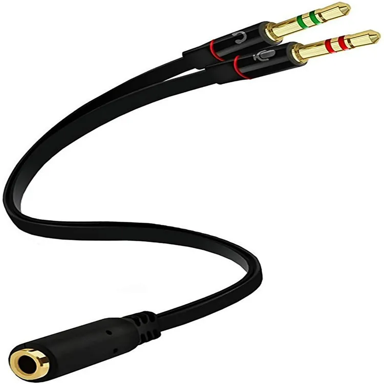 Headphone Splitter for Computer 3.5mm Female to 2 Dual 3.5mm Male Headphone Mic Audio Y Splitter Cable Smartphone Headset to PC