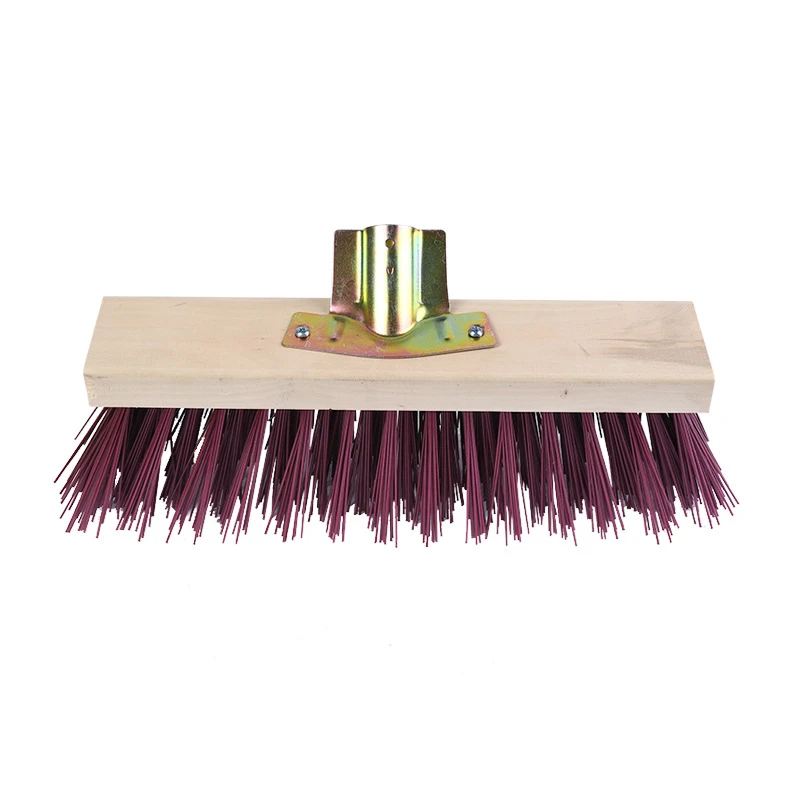 Patio Bathroom Cleaning Brush Outdoor Wooden Handle Push Broom Courtyard Scrubber Hard Plastic Wire Brush Sweeper