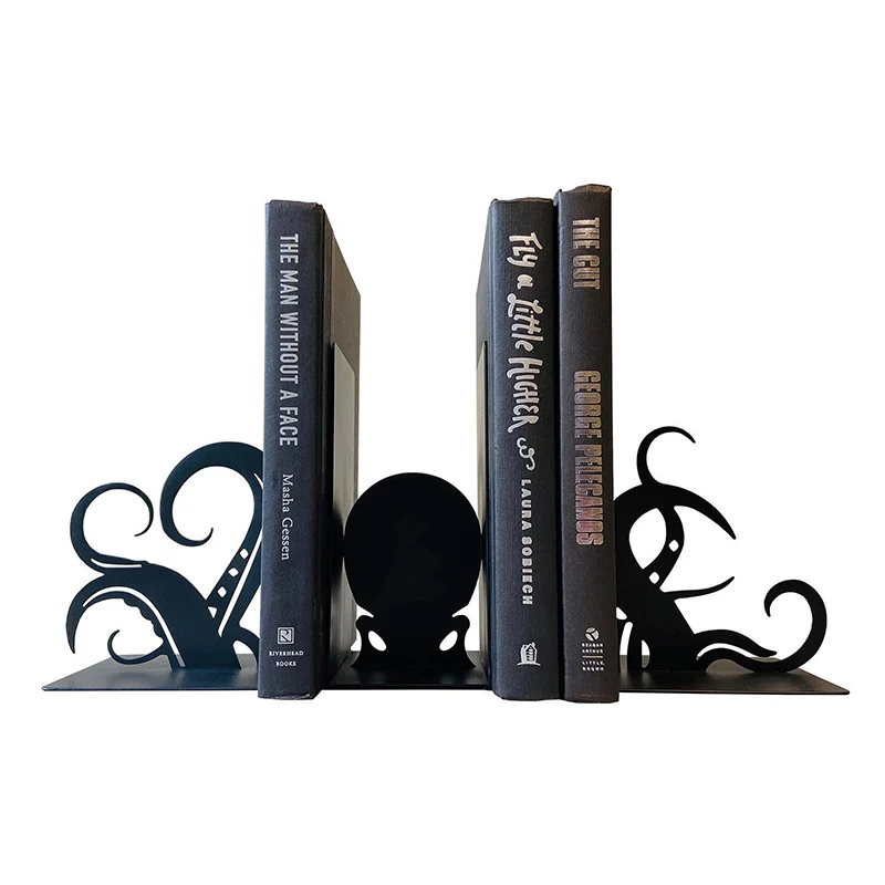 Custom Decorative Iron Bookends Holder Metal Black Book Ends Shelves Heavy Duty Iron Book Stopper