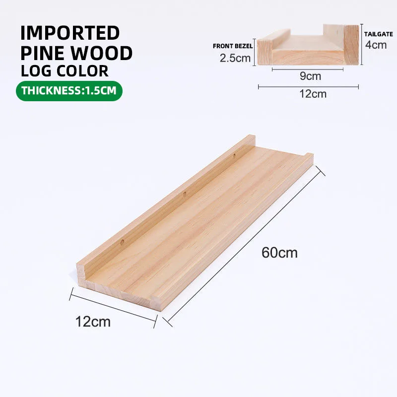 Floating Wall Shelf MDF I Shape Rustic Brown Display Storage Wall Mounted Bookshelf Wooden Floating Shelves