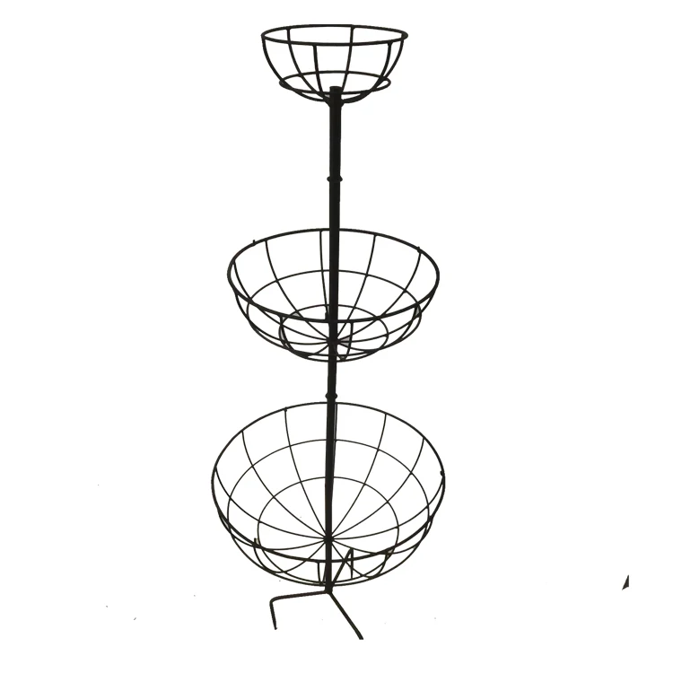 Factory Direct Metal Wire Basket Snack Potato Chip Display Rack with 3 tiers Plush Toys Display Stand with Cycle Basket Holder