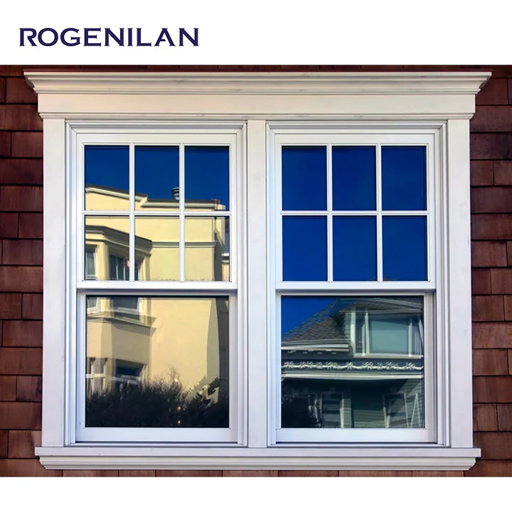 Rogenilan Aluminum single pane double hung windows vertical sliding sash windows triple double hung windows