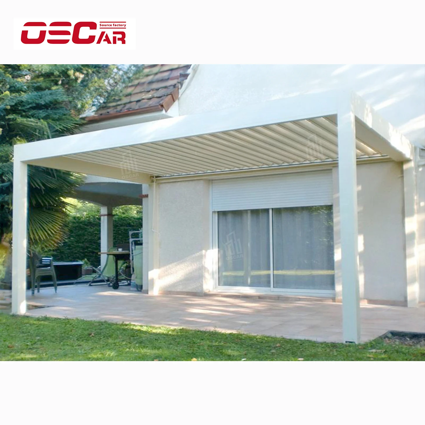 Pergola Motorized Electric Aluminum Outdoor Four Seasons 4*4 3*3 Steel Heat Treated Pressure Treated Wood Type Not Coated