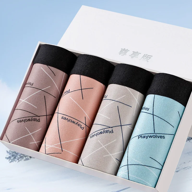 Plain men underwear cotton men boxer brief shorts pack set