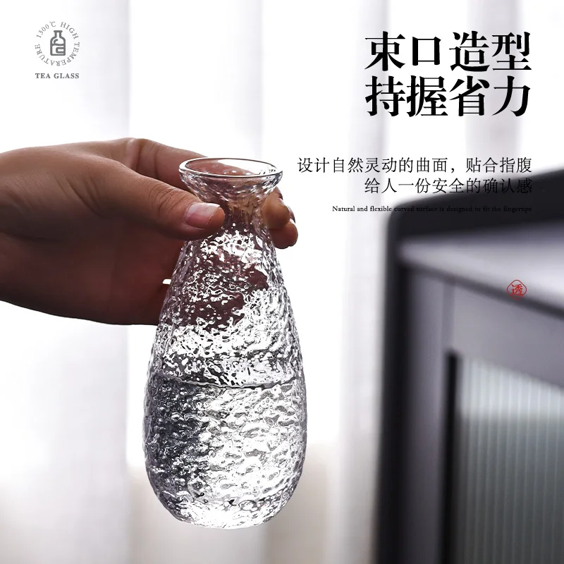 ZENS Sake Set Glasses 6.7 Ounce Sake Carafe Bottle with holder and 4 Saki Cup Set for Warmer or Cold Japanese Wine Warmer Sets