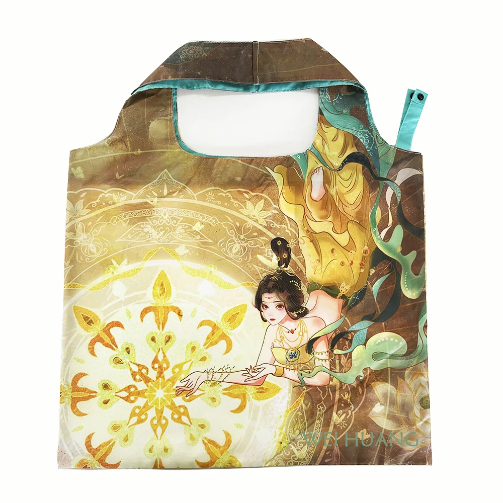 RPET Cartoon Handbag Outdoor Portable Storage Shoulder Bag Polyester Eco-friendly Grocery bags Folding Shopping Bag