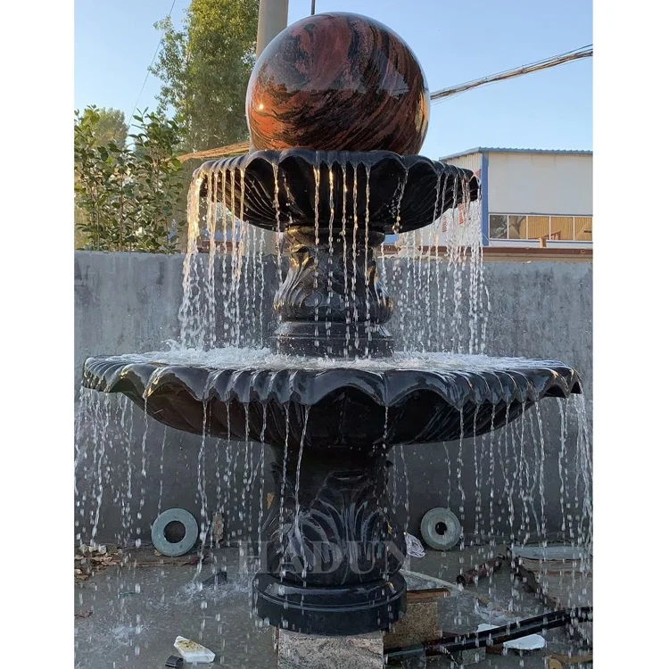 Popular Factory Supplied Outdoor Garden Decorative Granite Floating Rotating Round Stone Ball Water Fountain