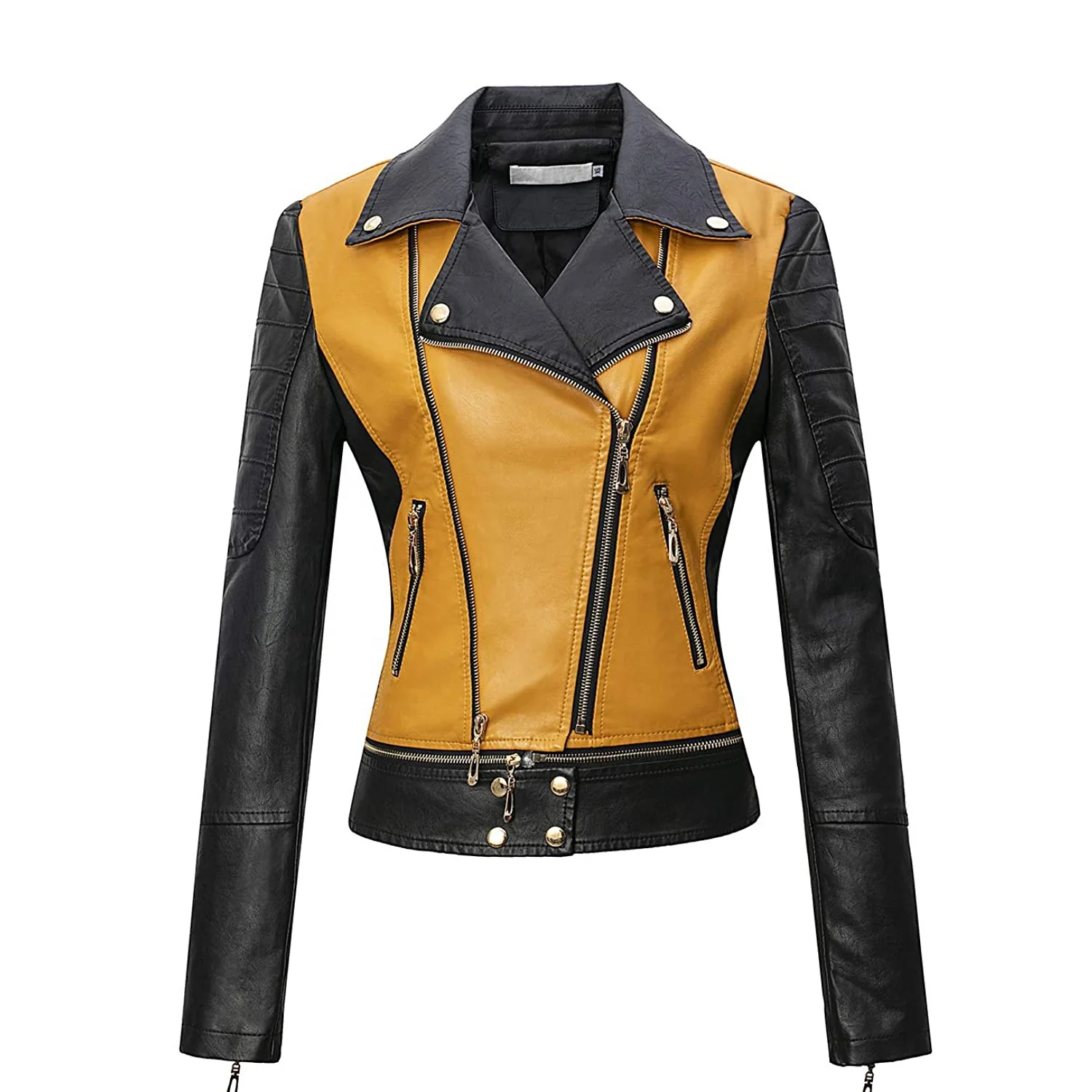 Motorbike Studs leather Custom Printing Wind Breaker Women Fashion Jacket women short jacket