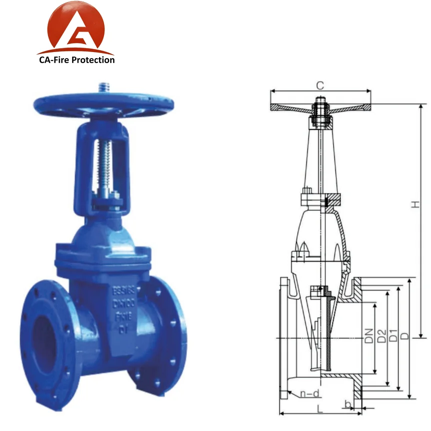 ca fire fighting 6 inch stem flange type gate valve