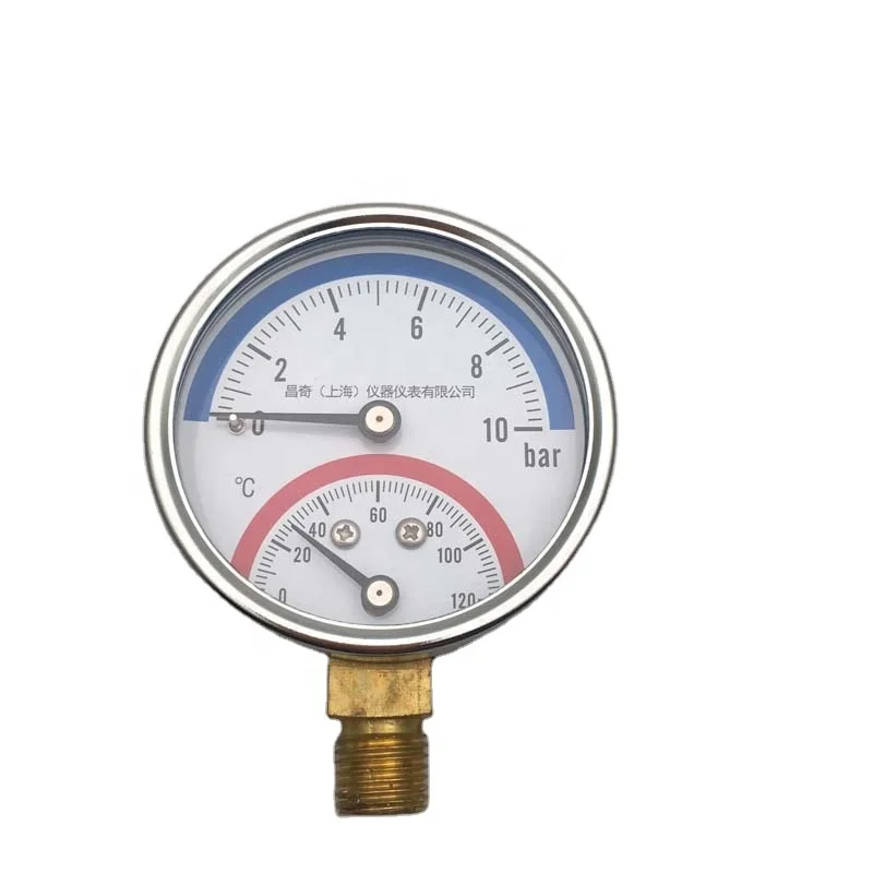 SKA-T105 52mm 2 Bottom Bimetal Thermometer and bourdon tube Pressure Gauge