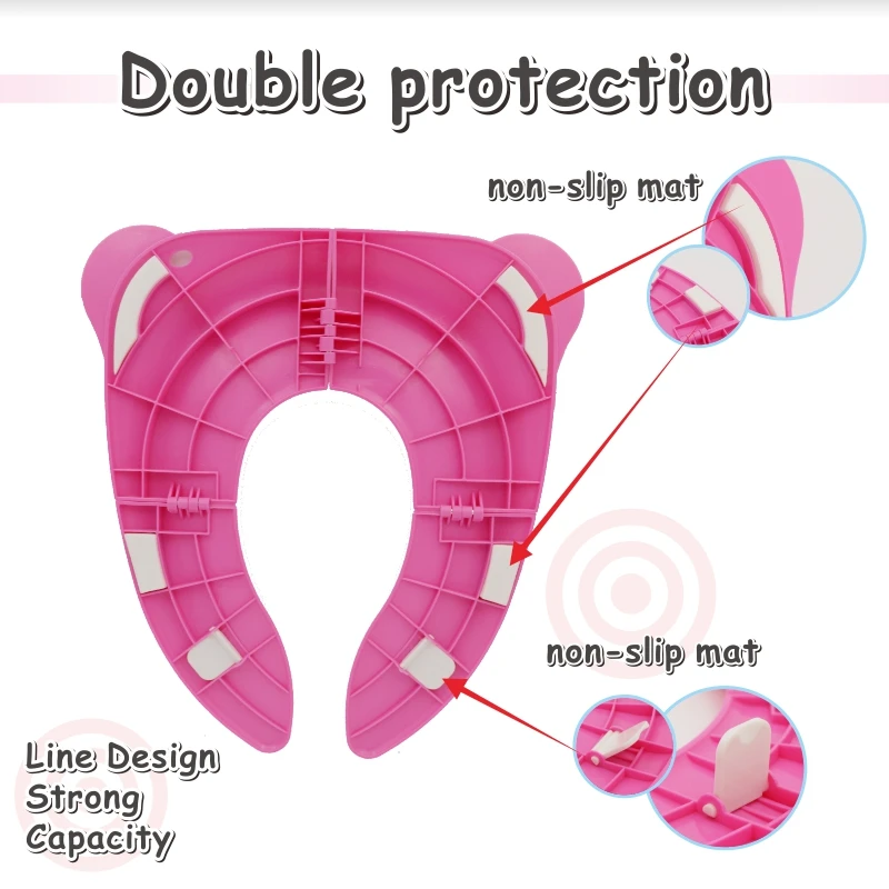 Portable and Foldable Travel Potty Training Seat Cover Set for Children Washable Toilet Training Seat Set