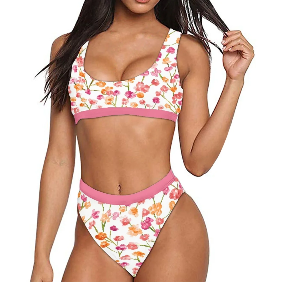 2024 Hawaii Samoa Monstera Print Bathing Suit  Ladies Two Piece Set Bikinis POD Customized Female Sexy Beach Swimwear Bikini