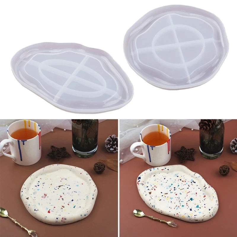 DIY Tray Crystal Epoxy Resin Mold Irregular Clouds Plate Tea Coaster Jewelry Plate Mirror Silicone Mold Cement Jesmonite Coaster