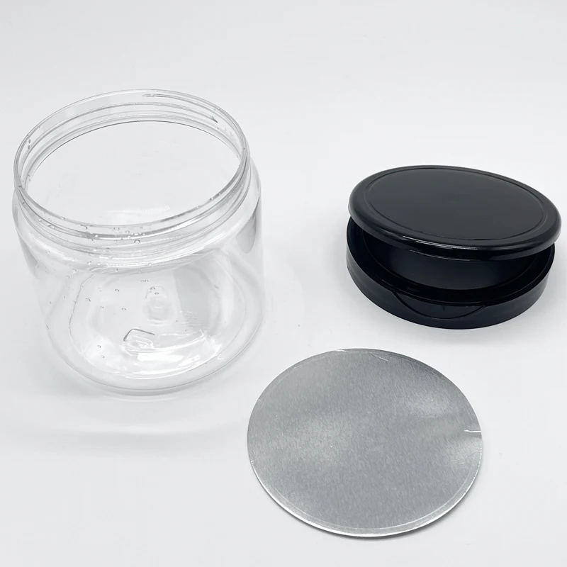 Custom Pet Cosmetic Cream Hair Jars with Screw Cap Transparent Empty Plastic Face Cream Jar 16 Oz 500ml Container