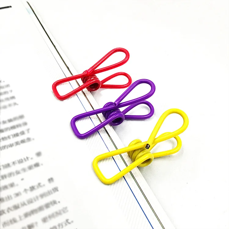 DS4568 Colorful Chip Clips for Food Bag Chips Bag Paper Food Clips Laundry Hanging Clothes Pins PVC-Coated Steel Clip