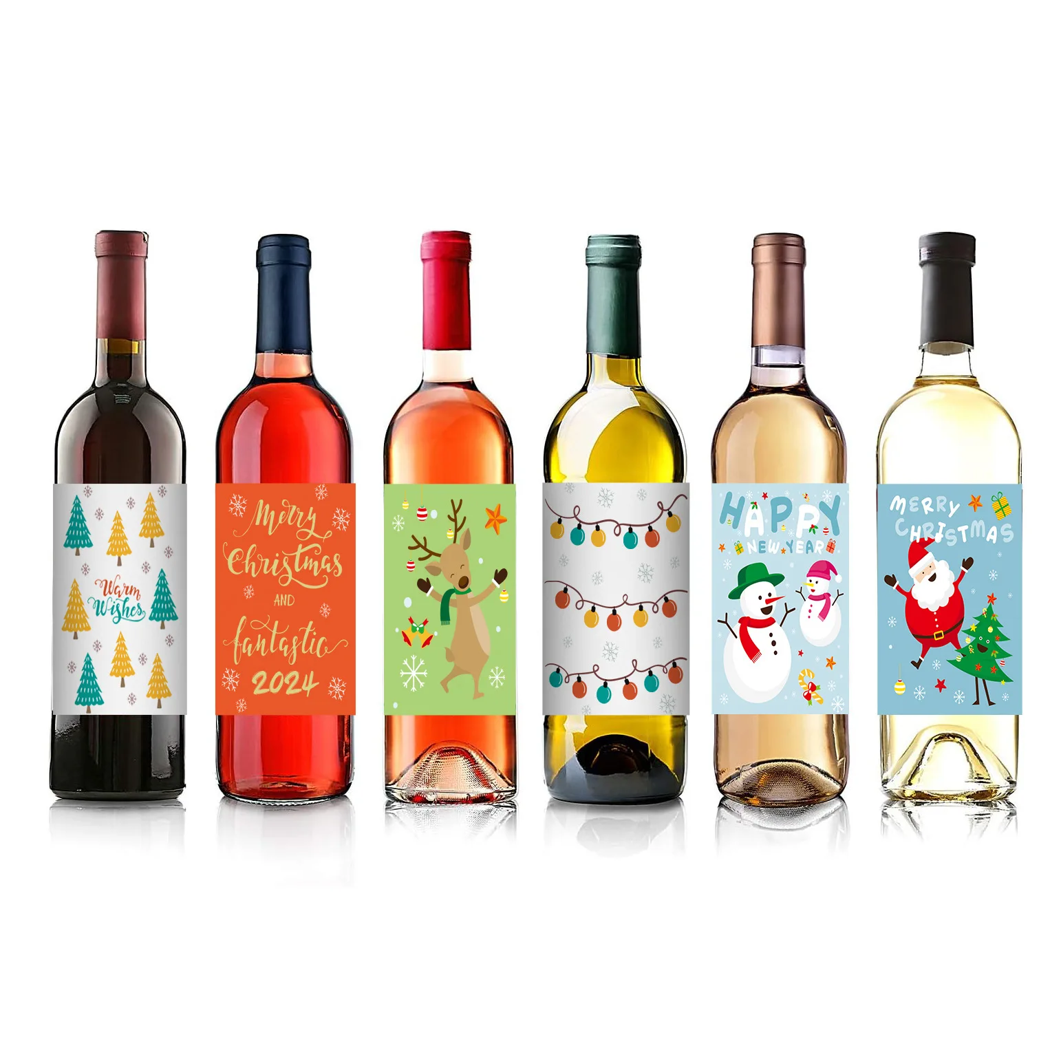 Наклейки для винных стеклянных бутылок с рождественским логотипом