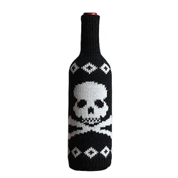 Halloween Wine Bottle Cover Skull Pumpkin Knitted Champagne Red Wine Bottle Bag Table Decoration Supplies Wholesale