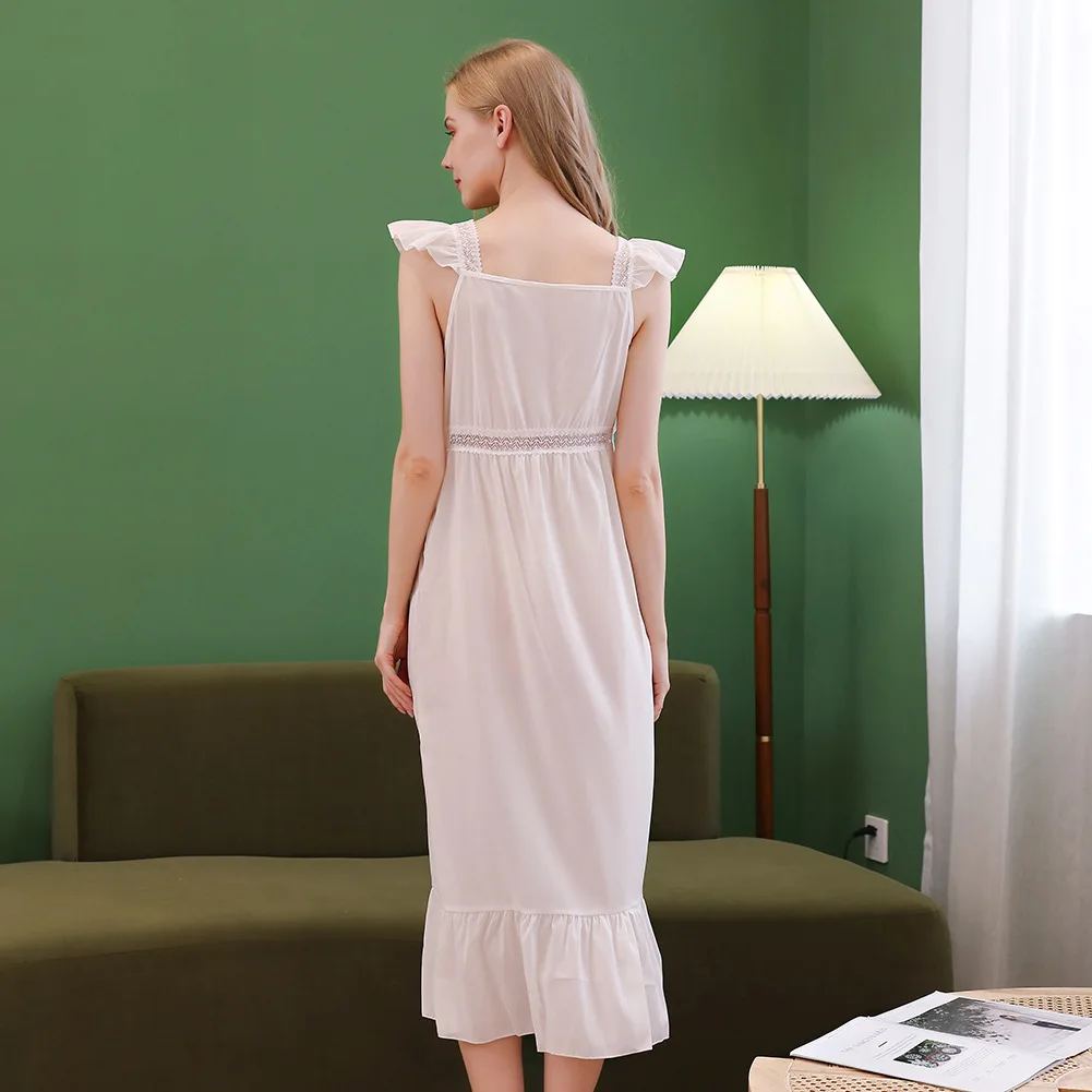 Factory wholesale 2024 summer new French court style pajamas lace V-neck dress ladies pajamas