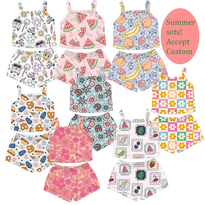 Летний укороченный топ с шортами для девочек