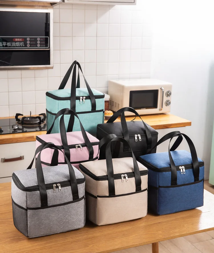 Custom logo waterproof insulated thermal portable lunchbag oxford school office bento lunch cooler tote bag for adults