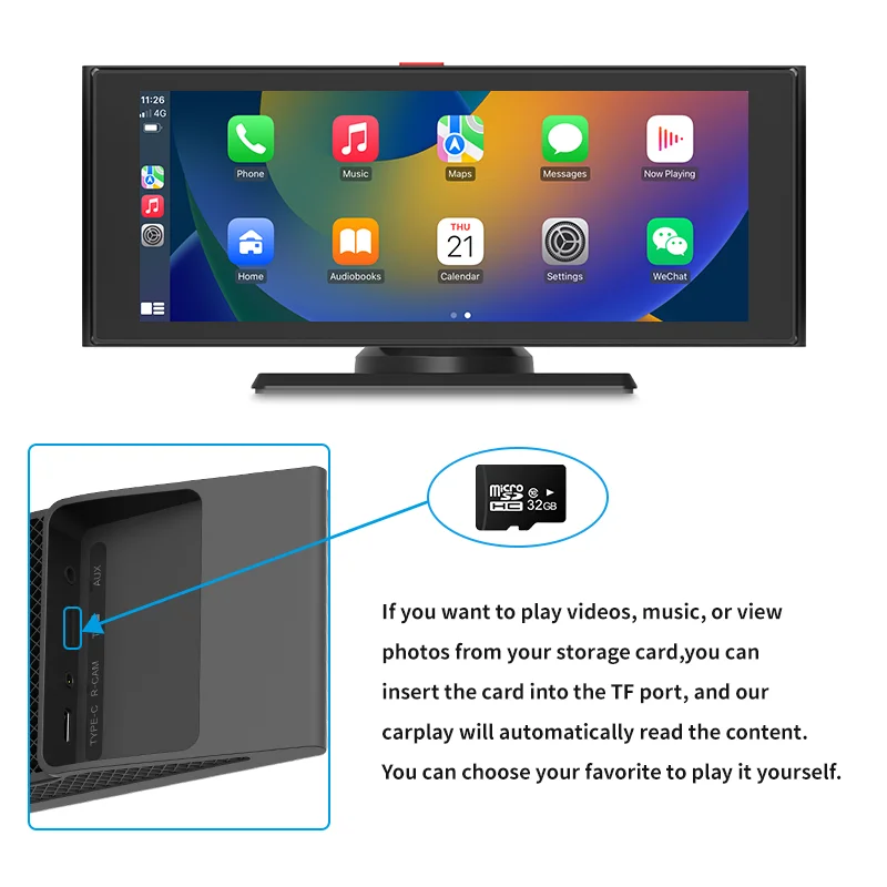Maustor 7 Inch Portable Car Radio Stereo Touch Screen Mobile Phone Wireless Carplay Android Auto Wifi BT Car MP5 Player