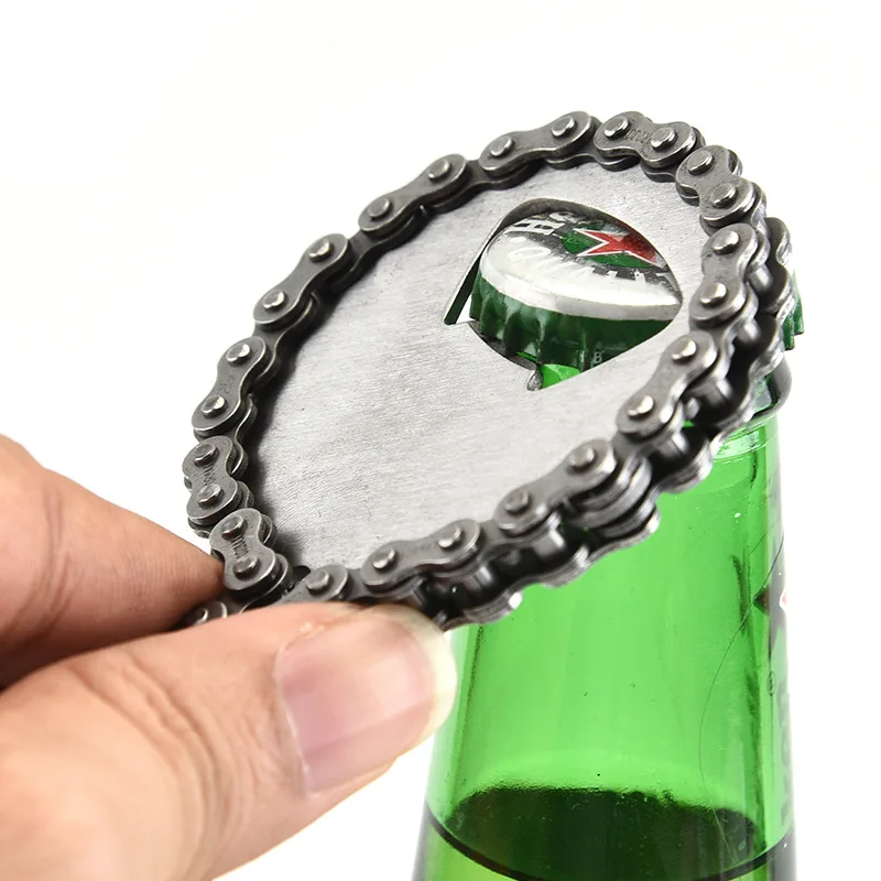 Novelty Personalized Custom Bike Chain Stainless Steel Bottle Beer Opener with Laser Engraving Logo