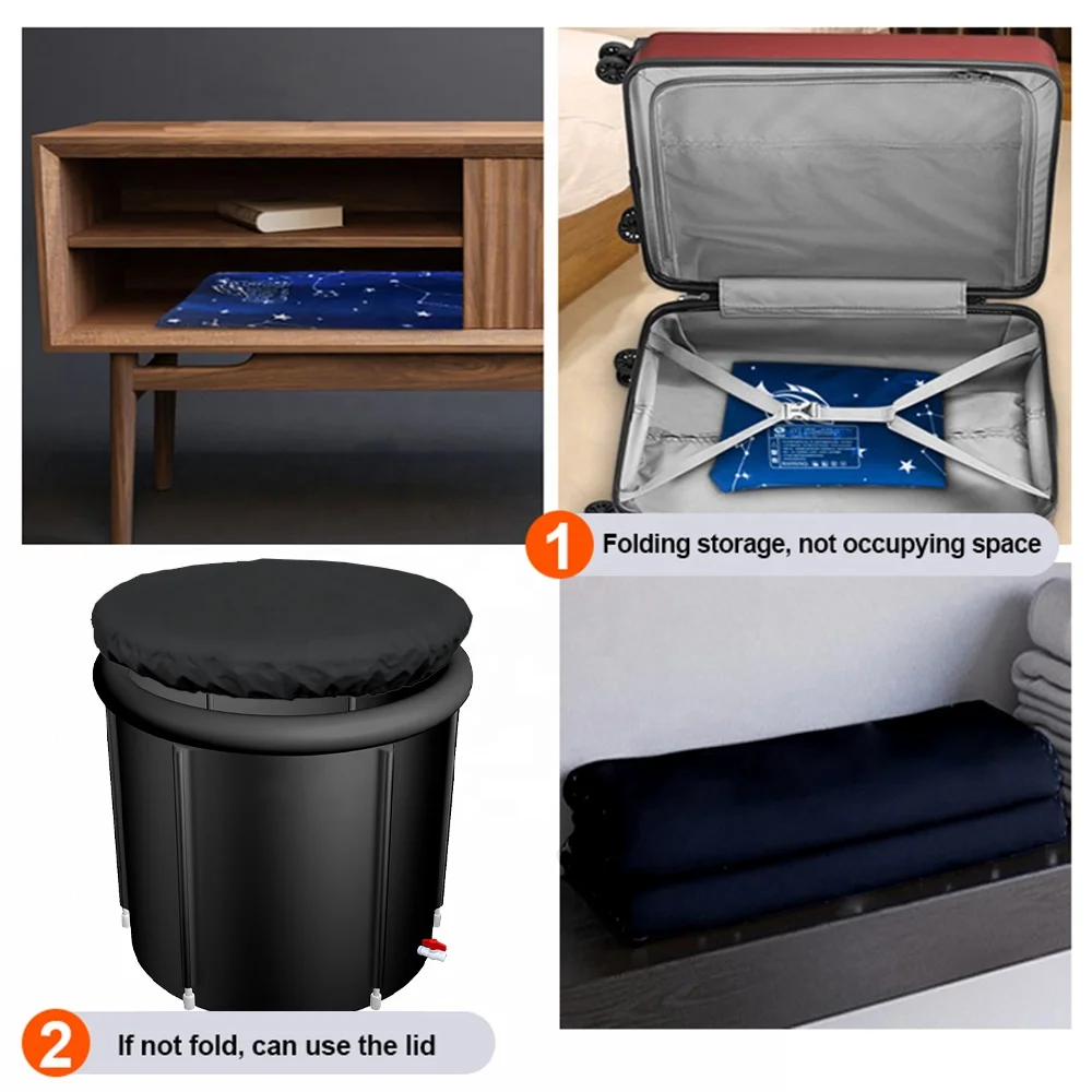 Free Standing Adults Bathtubs Inflattable Ice Tub Bath Barrel Black