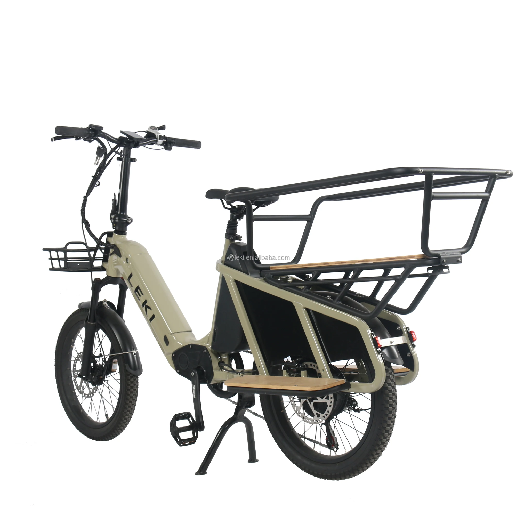 48V 500W Dual Battery Packs Electric Cargo Bicycle with Safety Baby Seats E-Cargo e-Bike Long Range Electric Bike