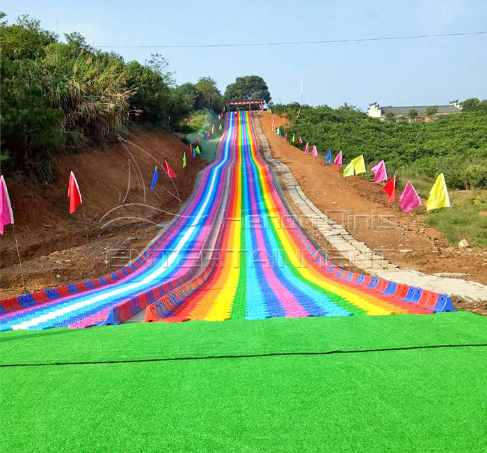 Outdoor color road Rainbow slide Dry Ski Slope Plastic high quality long use life Rainbow Snow Slip Slide For Sale