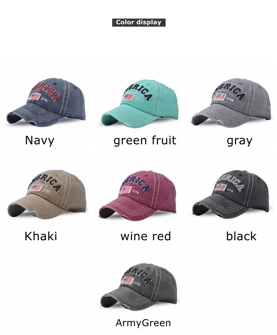 Classic Vintage USA Flag Baseball Cap Twill Adjustable Cartoon Pattern Solid Color Cap For Man And Woman Sunshade
