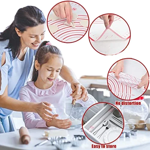 0.4 mm Thickness 260*290mm Silicone Pastry Mat Non-slip Anti-static Household Kitchenware Dough Rolling Mat