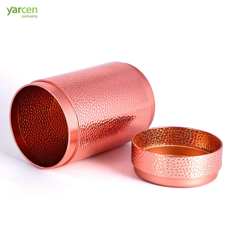 Custom Round Hand Knock Pattern Seal Tea Tin Box/Round Tea Tin Can