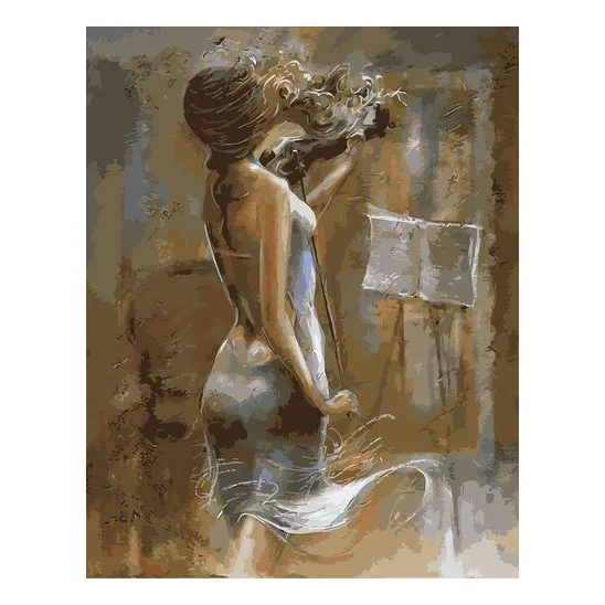 Wholesale adult painting woman oil painting on canvas diy digital painting by numbers for home decoration