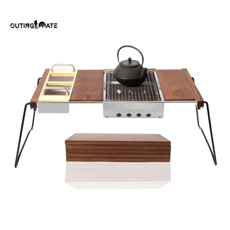 Wholesale Camping Outdoor easy-carrying zebra table Portable BBQ wooden Folding Camping Table
