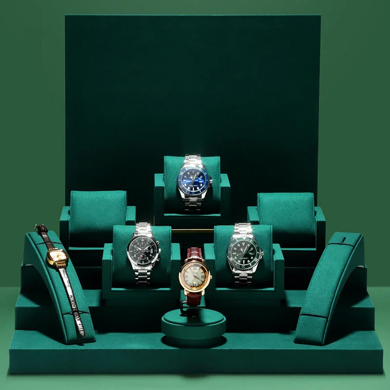 Custom Luxury Watch Window Display Expositores De Reloj Watchstand Watch Display Stand Set For Shop