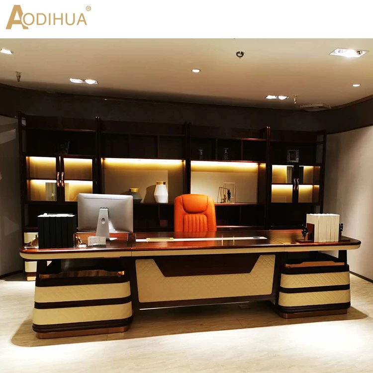 Роскошная дизайнерская офисная мебель из массива дерева стол для босса